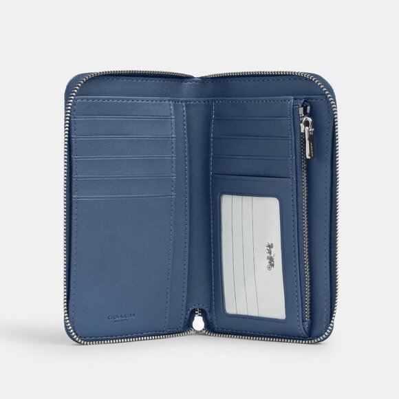 Coach Denim Medium Id Zip Wallet With Quilting NWT - Picture 3 of 5